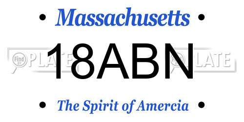 18ABN Massachusetts License Plate