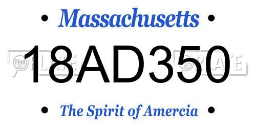18AD350 Massachusetts License Plate