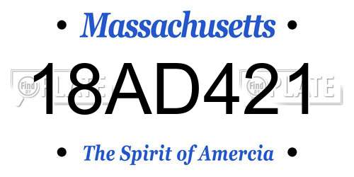 18AD421 Massachusetts License Plate