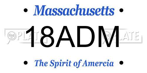 18ADM Massachusetts License Plate