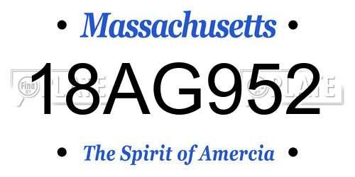 18AG952 Massachusetts License Plate