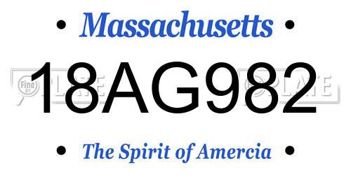 18AG982 Massachusetts License Plate