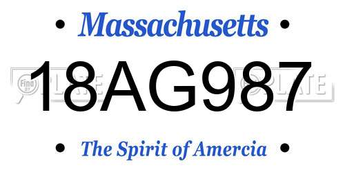 18AG987 Massachusetts License Plate
