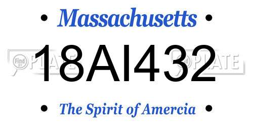 18AI432 Massachusetts License Plate