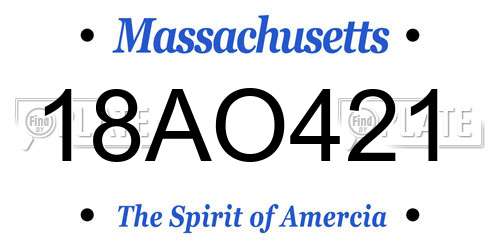 18AO421 Massachusetts License Plate