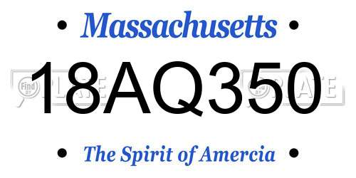 18AQ350 Massachusetts License Plate