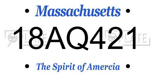 18AQ421 Massachusetts License Plate