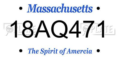 18AQ471 Massachusetts License Plate
