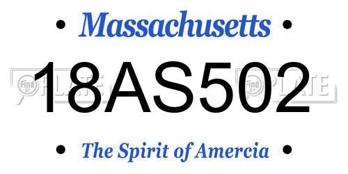 18AS502 Massachusetts License Plate