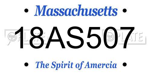 18AS507 Massachusetts License Plate