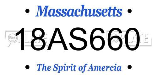 18AS660 Massachusetts License Plate