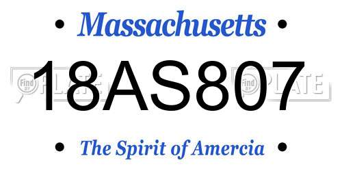 18AS807 Massachusetts License Plate