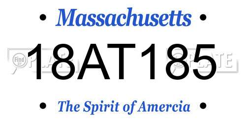 18AT185 Massachusetts License Plate