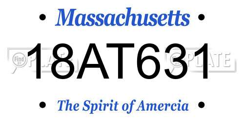 18AT631 Massachusetts License Plate