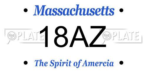 18AZ Massachusetts License Plate