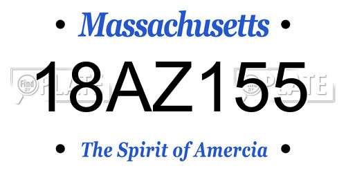 18AZ155 Massachusetts License Plate