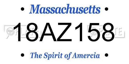 18AZ158 Massachusetts License Plate