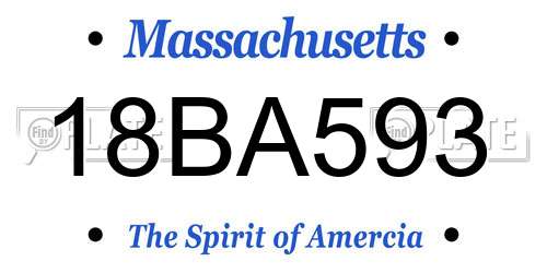 18BA593 Massachusetts License Plate