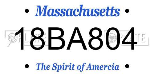 18BA804 Massachusetts License Plate