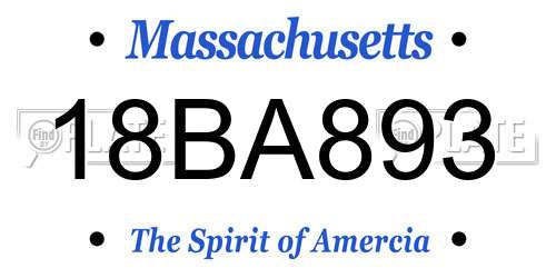 18BA893 Massachusetts License Plate