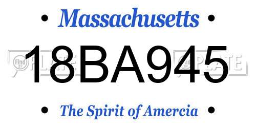 18BA945 Massachusetts License Plate