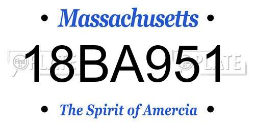 18BA951 Massachusetts License Plate