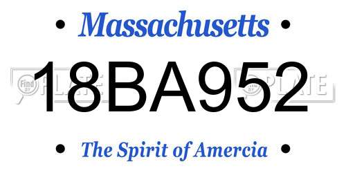 18BA952 Massachusetts License Plate