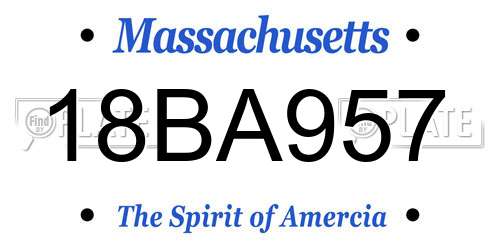 18BA957 Massachusetts License Plate