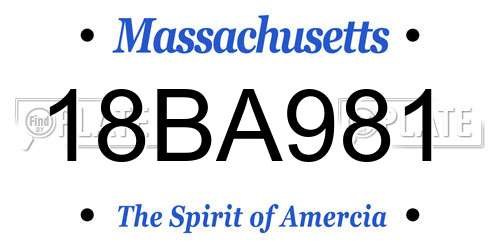 18BA981 Massachusetts License Plate
