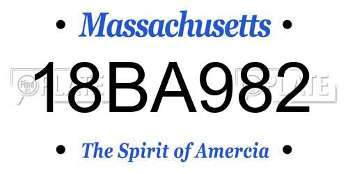 18BA982 Massachusetts License Plate