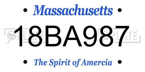 18BA987 Massachusetts License Plate