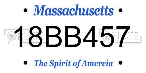 18BB457 Massachusetts License Plate