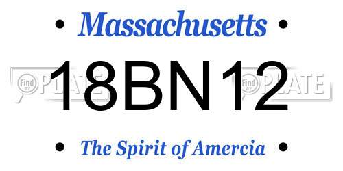 18BN12 Massachusetts License Plate