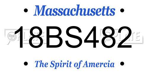 18BS482 Massachusetts License Plate