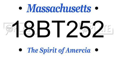 18BT252 Massachusetts License Plate