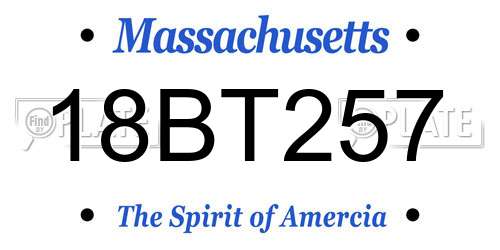 18BT257 Massachusetts License Plate
