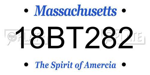 18BT282 Massachusetts License Plate