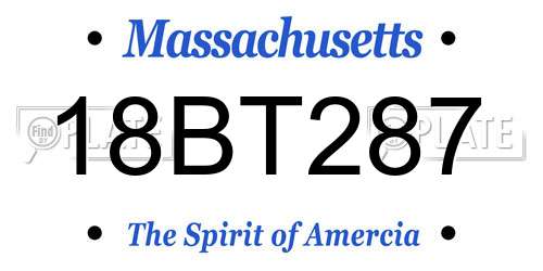 18BT287 Massachusetts License Plate