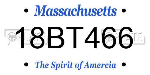18BT466 Massachusetts License Plate