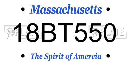 18BT550 Massachusetts License Plate