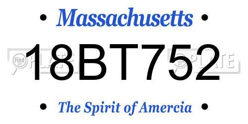 18BT752 Massachusetts License Plate