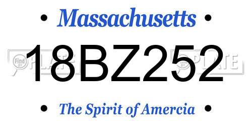 18BZ252 Massachusetts License Plate