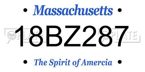 18BZ287 Massachusetts License Plate