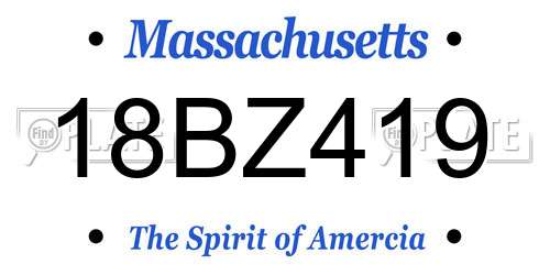 18BZ419 Massachusetts License Plate