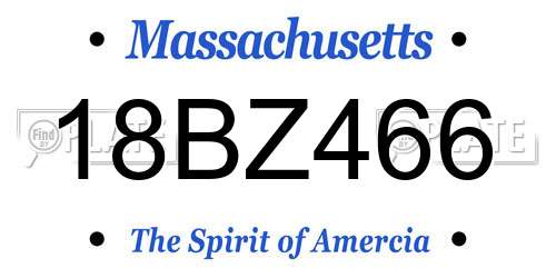 18BZ466 Massachusetts License Plate
