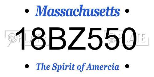 18BZ550 Massachusetts License Plate