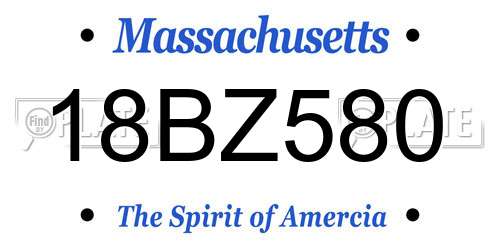 18BZ580 Massachusetts License Plate
