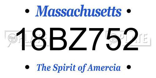 18BZ752 Massachusetts License Plate