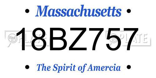 18BZ757 Massachusetts License Plate
