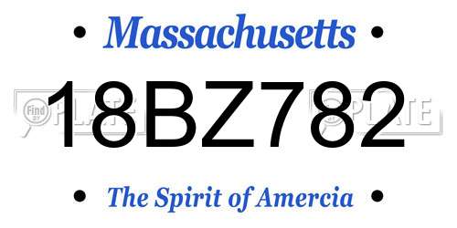 18BZ782 Massachusetts License Plate